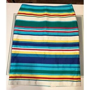 TALBOTS PENCIL SKIRT MULTICOLOR STRIPES WOMEN’S SIZE 4 PETITE COTTON